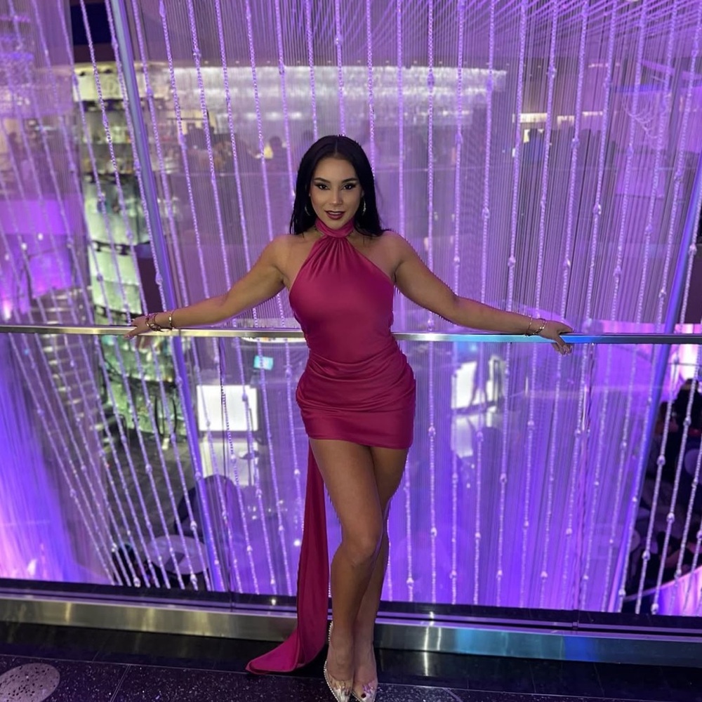 Elegant Pink Halter Dress